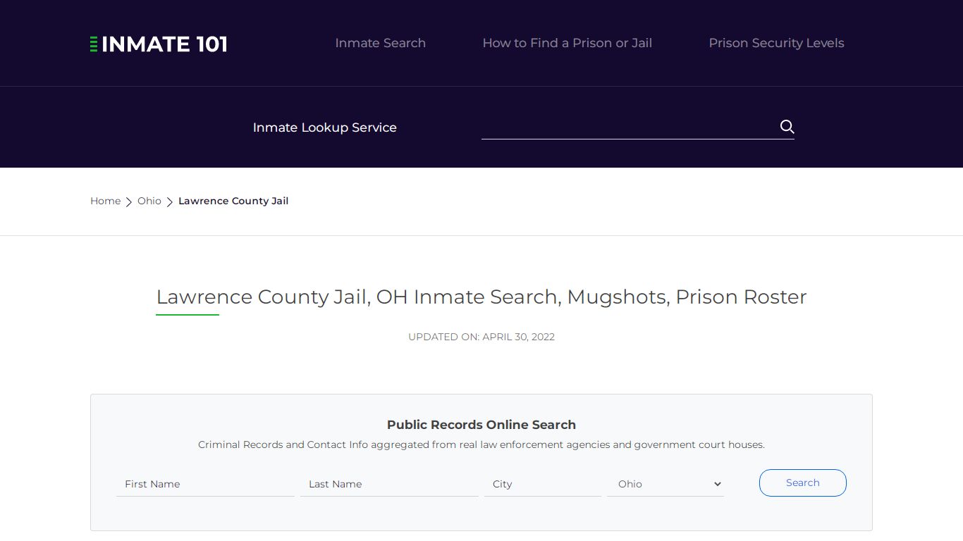 Lawrence County Jail, OH Inmate Search, Mugshots, Prison ...